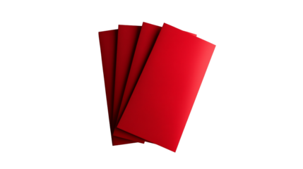 Four Vibrant Red Rectangles Arranged Against a Transparent Background