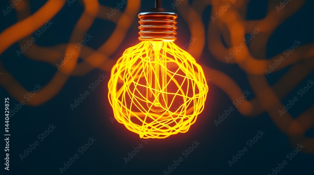 Poster tangled threads of radiant creativity transform into illuminating idea