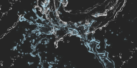 Obraz premium water splash on black background. water splash black background backdrop fresh. Blurred images of close-up soda water bubbles fizzing up or splashing or sparkling like a exploding of a bomb .