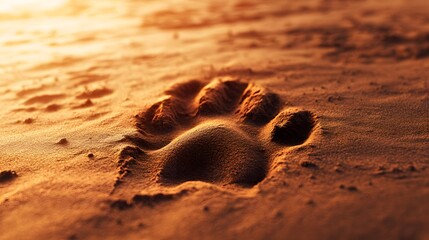Lion’s Paw Print in Sand Close-Up for Wildlife Art