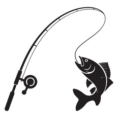 fishing rod Vector Black silhouettes. fishing rod icon. with white background