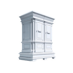 Elegant White Wooden Cabinet on Pedestal - Classic Design