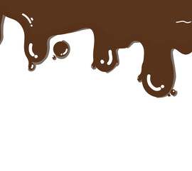 Melting Chocolate Drips on transparent Background With Glossy Texture