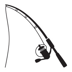 fishing rod Vector Black silhouettes. fishing rod icon. with white background