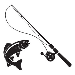 fishing rod Vector Black silhouettes. fishing rod icon. with white background