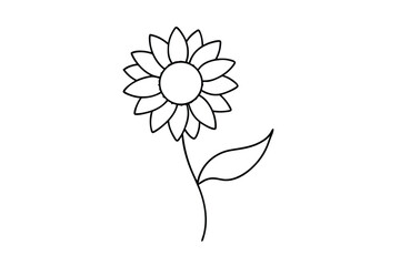 Simple Line Drawing Sunflower Flower