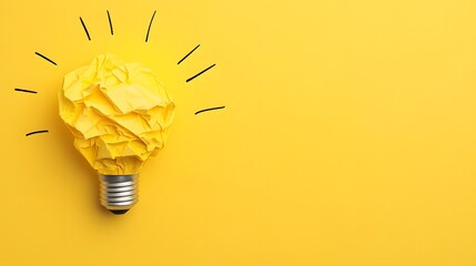 Crumpled Paper Lightbulb - A Symbol of Creativity and Bright Ideas