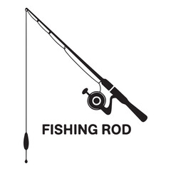 fishing rod Vector Black silhouettes. fishing rod icon. with white background