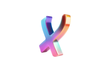 Colorful 3D letter 'X' with gradient shades on a transparent background.
