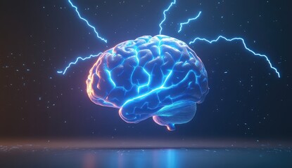 Illuminated brain with energy surges