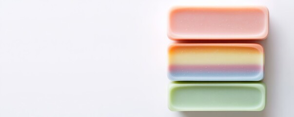 Stacked Pastel Soap Bars on White Background, Bath , Beauty