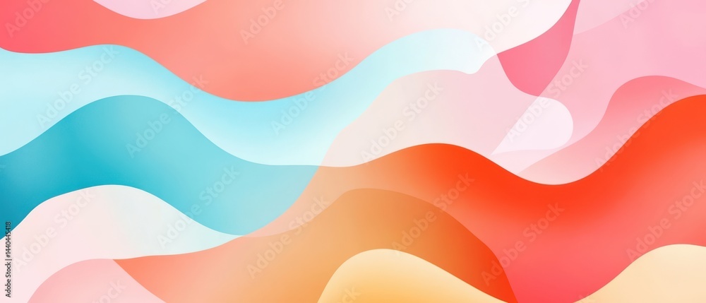 Poster abstract wavy background with vibrant coral, turquoise, and peach gradient colors modern design with