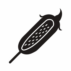  corn dog black silhouette icon on white background