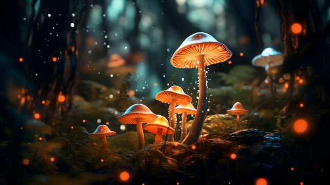 red mushroom in the garden - Powered by Adobe