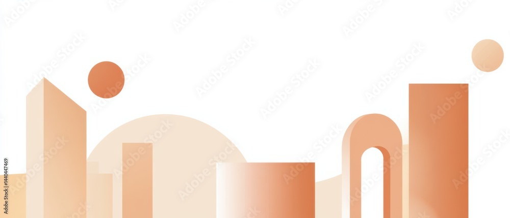 Aufkleber abstract geometric shapes in warm pastel colors, creating a minimalist and modern background with ar