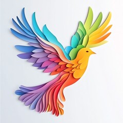 Obraz premium Vibrant paper bird with colorful feathers.