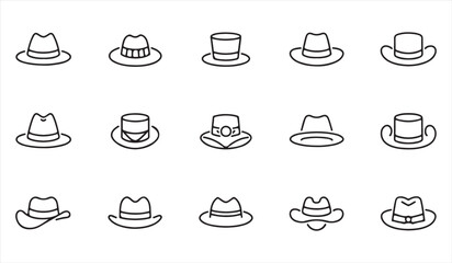 Collection of various hat designs in vector format, perfect for fashion, wardrobe, and accessories.