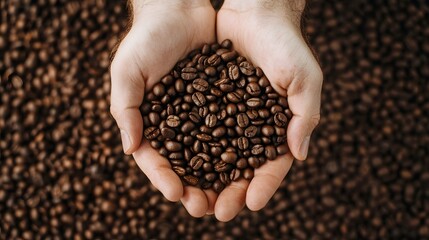 Hands Holding Freshly Harvested Organic Coffee Beans with Rustic Earthy Tones