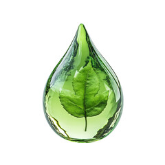 Green Leaf Encased In A Water Drop