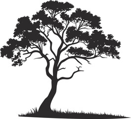 Obraz premium Tree Silhouette Vector Illustration - Simple and Minimalistic Outline Design for Creative.
