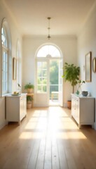 Generative AI Capturing Soft Focus Light in a Bright Airy Home Hallway