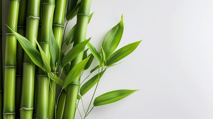 green bamboo on white background.