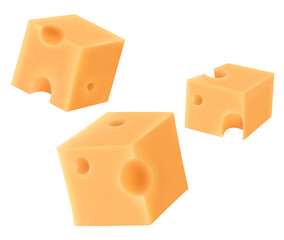 CHEESE IN CUBES ISOLATED