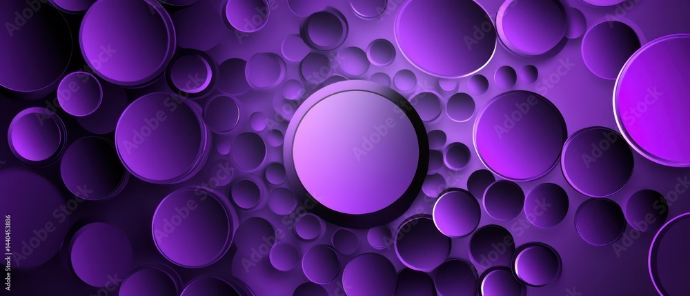 Poster abstract purple circles background with 3d effect, modern and elegant design for creative projects a
