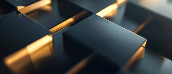 Gold and black dark tone structure geometric and glowing shine lighting luxury elegance surface texture metallic steel modern wallpaper.