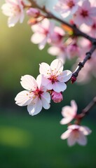 Delicate blossom tree in bloom against serene nature backdrop, season , branches, spring