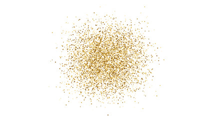 Gold glitter splash on white background. Bright dust explosion. Golden glitter particles splatter. Sparkling firework. Luxury design. Vector illustration