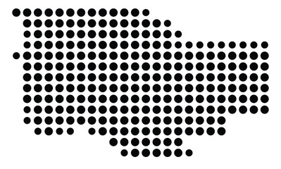 Symbol Map Of the County Teton (Montana, US) showing the County with a few black dots