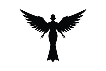 Angel silhouette vector on white background