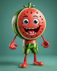 Fototapeta premium Happy Watermelon Cartoon Character Illustration