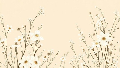 Delicate white chinoiserie wildflowers on a classic background, nostalgic botanical seamless repeat, floral, flower