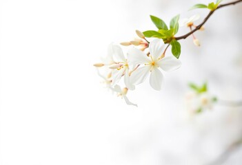 Obraz premium Delicate white jasmine blossom falling gracefully, isolated on white background, freshness, close-up