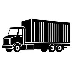 Container truck Silhouette Vector on white background