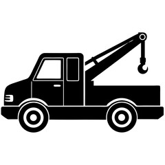 truck with crane Silhouette Vector on white background