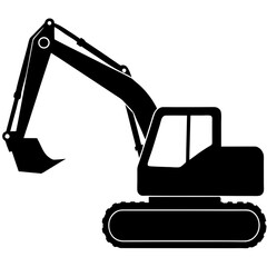 excavator Silhouette Vector on white background