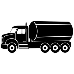 tanker truck Silhouette Vector on white background