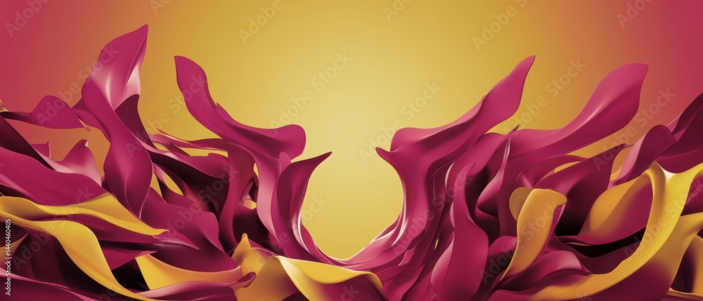 Aufkleber abstract magenta and yellow flowing shapes on gradient background concept of modern art, design elem