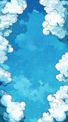 Bright blue sky filled with fluffy white clouds and tiny stars creating a dreamy atmospheric scene perfect for fantasy or outdoor themes