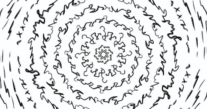 black and white abstract mandala background animation