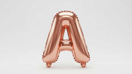 Fototapeta premium Rose gold letter A foil balloon on white