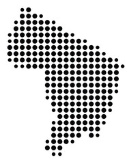 Symbol Map Of the County Bergen (New Jersey, US) showing the County with a few black dots