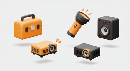 Essential Presentation Toolkit: Projectors, Speaker, Flashlight, and Toolbox