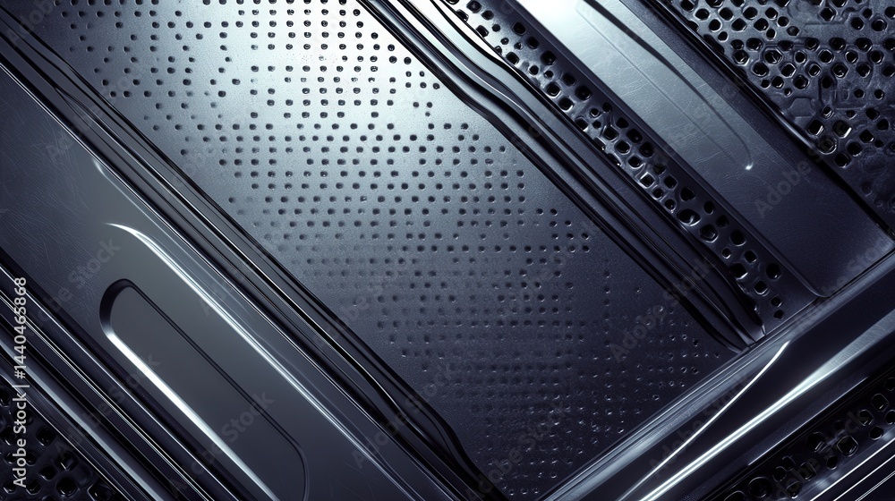 Poster this futuristic metallic background features high-tech elements, combining smooth textures and intri