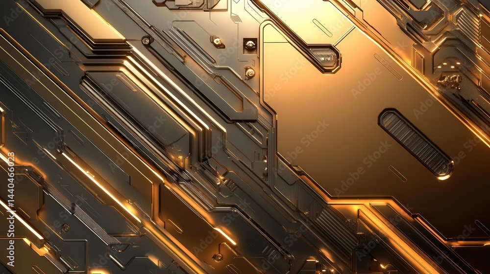 Poster this futuristic metallic background features smooth surfaces and intricate high-tech decorations, of