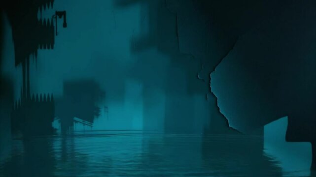 Underwater city ruins digital illustration