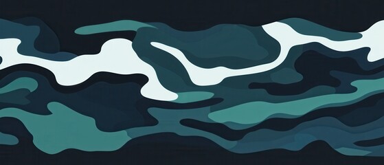 Abstract Camouflage Pattern in Shades of Blue and White, Modern Graphic Design for Backgrounds and Textiles